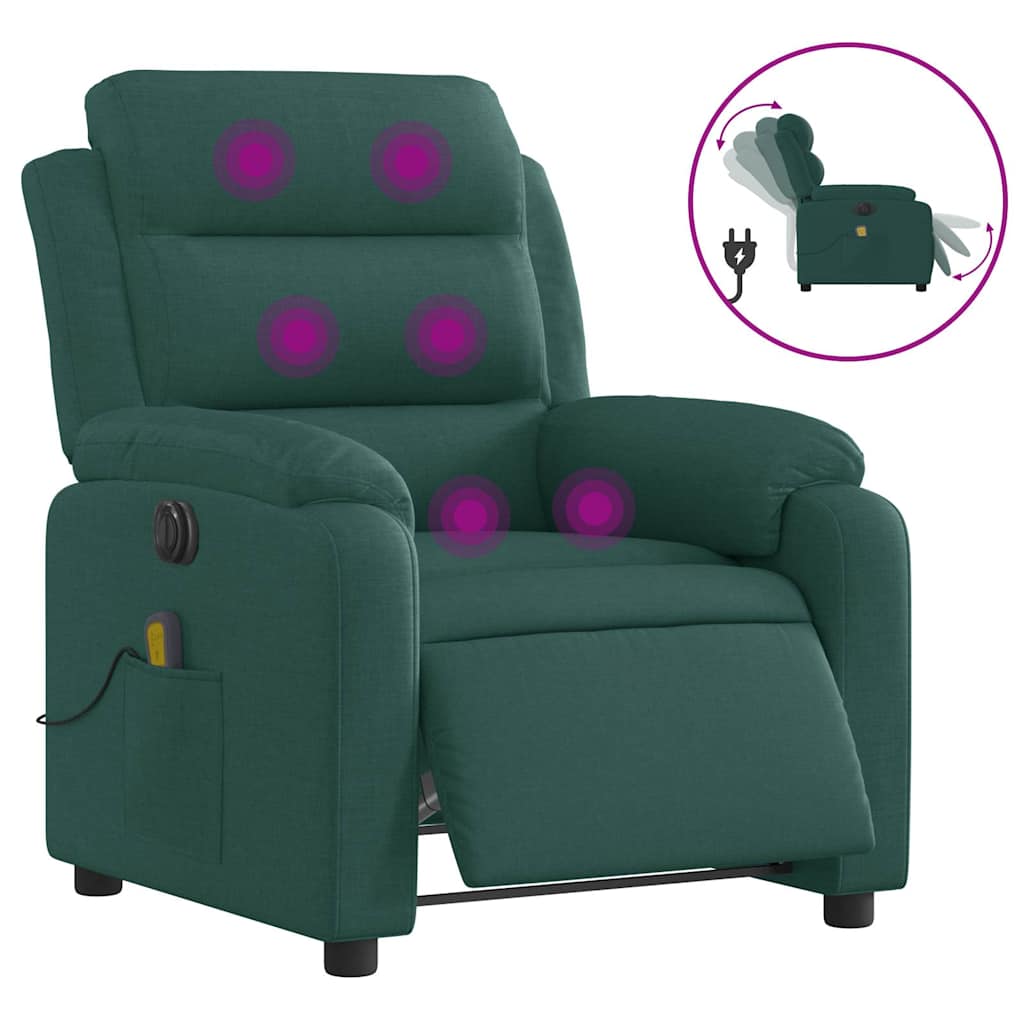 Fauteuil de massage inclinable électrique Vert foncé Tissu - XIOS