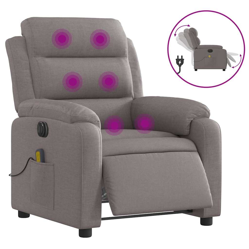 Fauteuil de massage inclinable électrique Taupe Tissu - XIOS