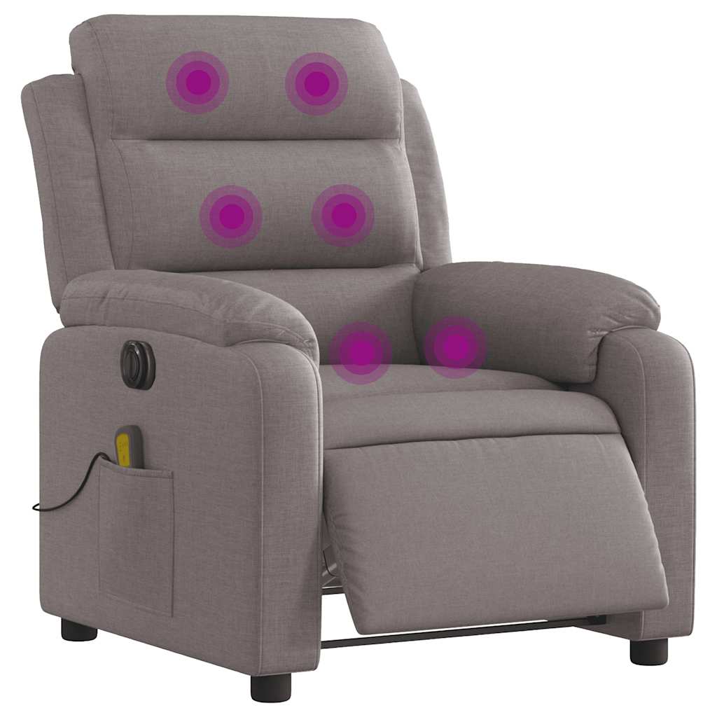 Fauteuil de massage inclinable électrique Taupe Tissu