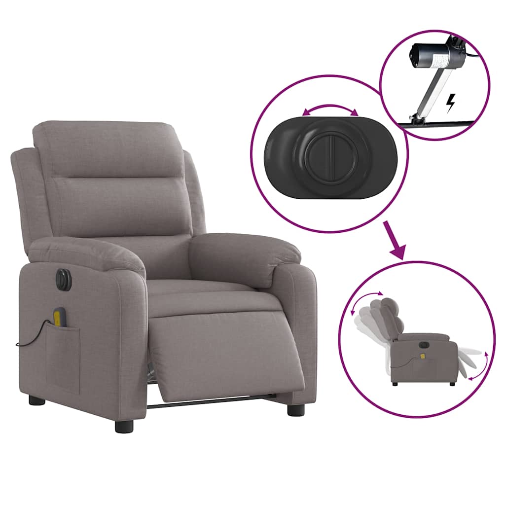 Fauteuil de massage inclinable électrique Taupe Tissu - XIOS