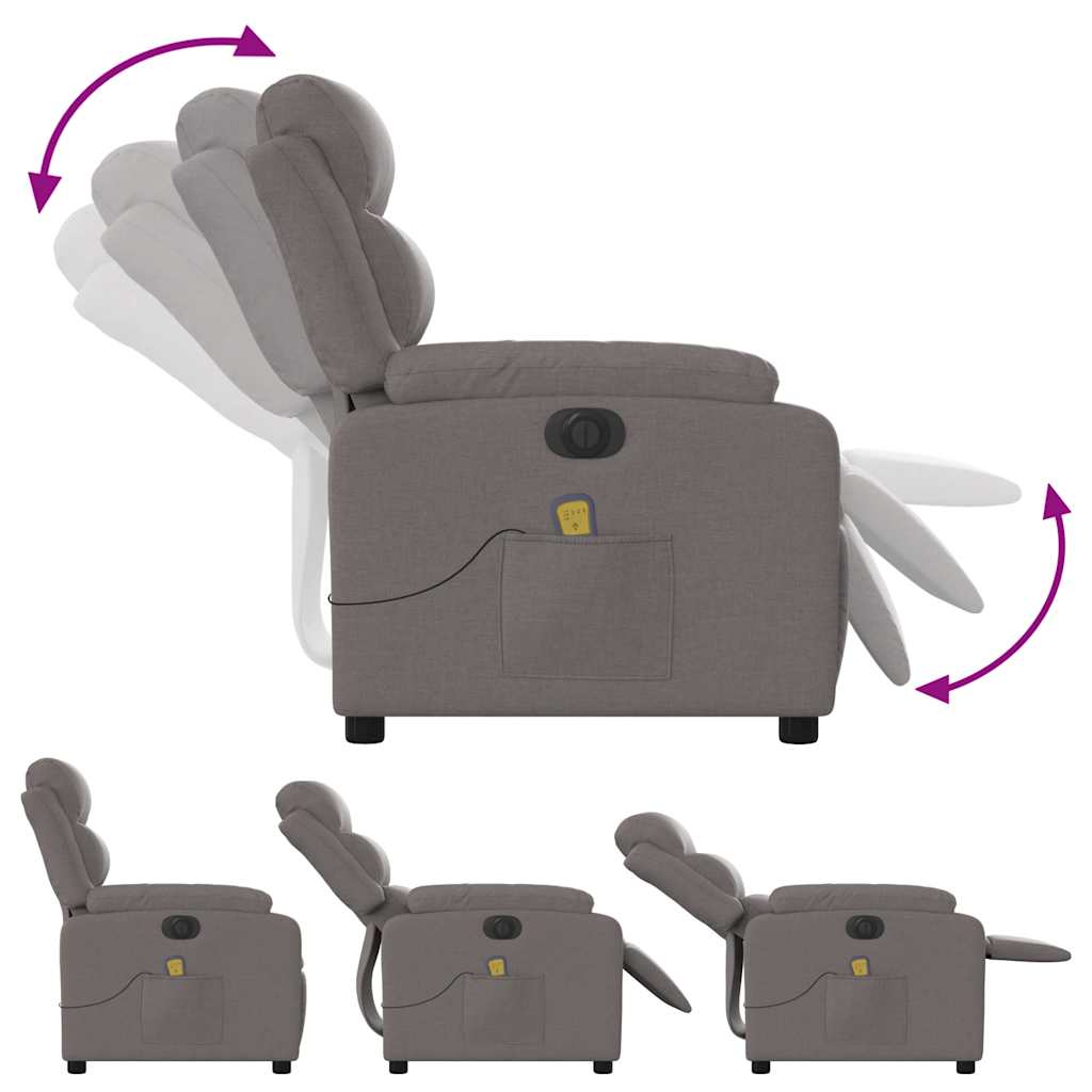 Fauteuil de massage inclinable électrique Taupe Tissu - XIOS