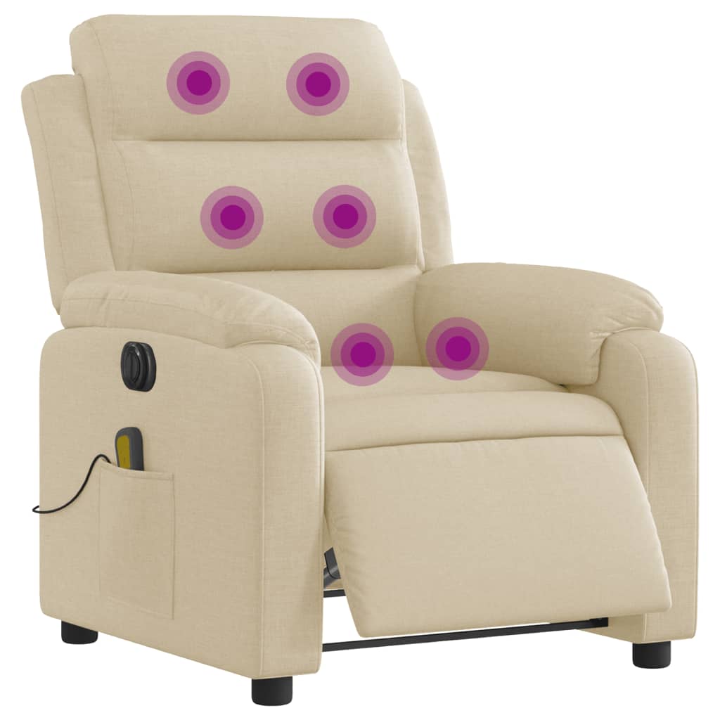Fauteuil inclinable de massage électrique crème tissu - XIOS