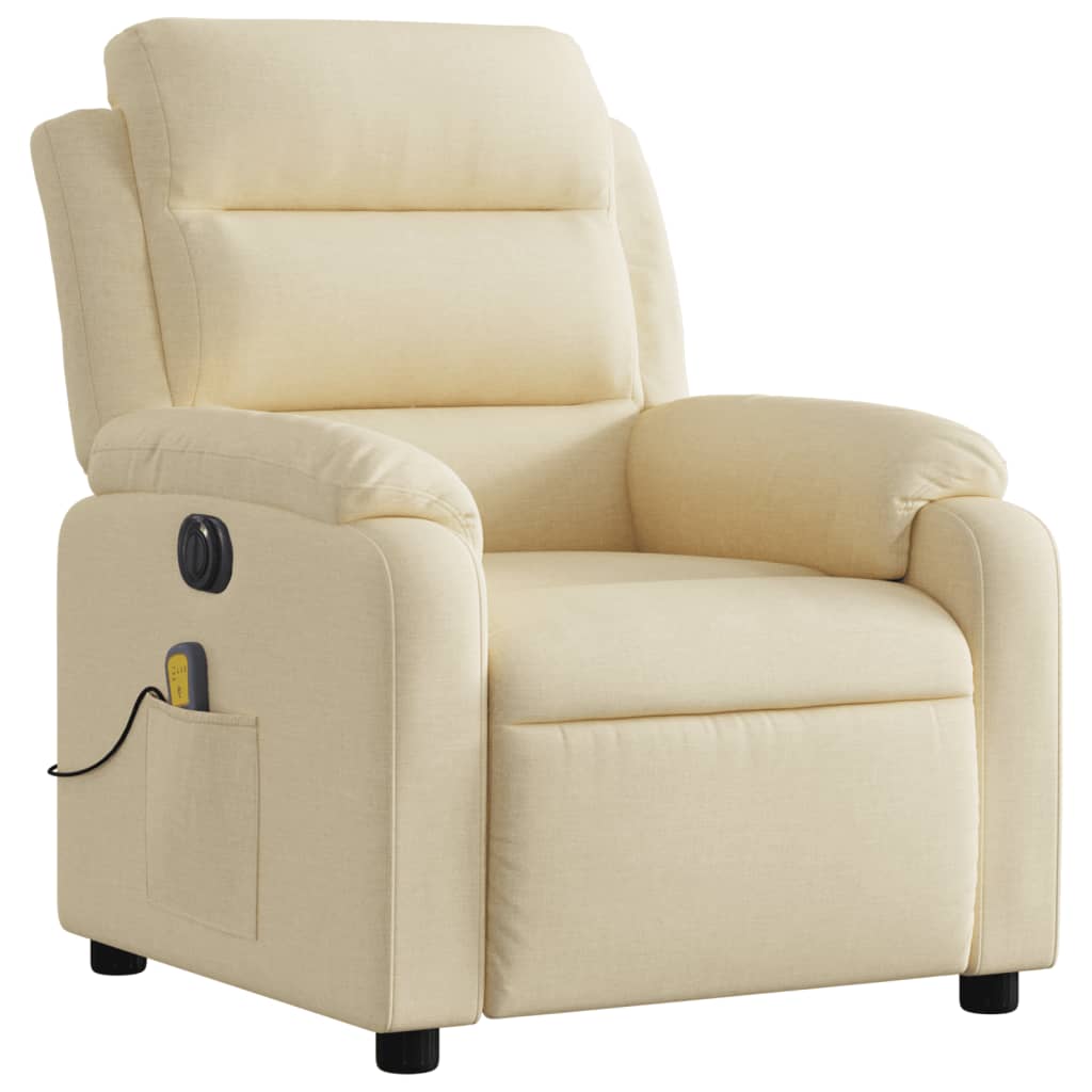 Fauteuil inclinable de massage électrique crème tissu - XIOS