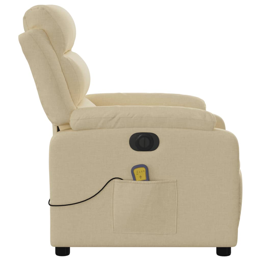 Fauteuil inclinable de massage électrique crème tissu - XIOS