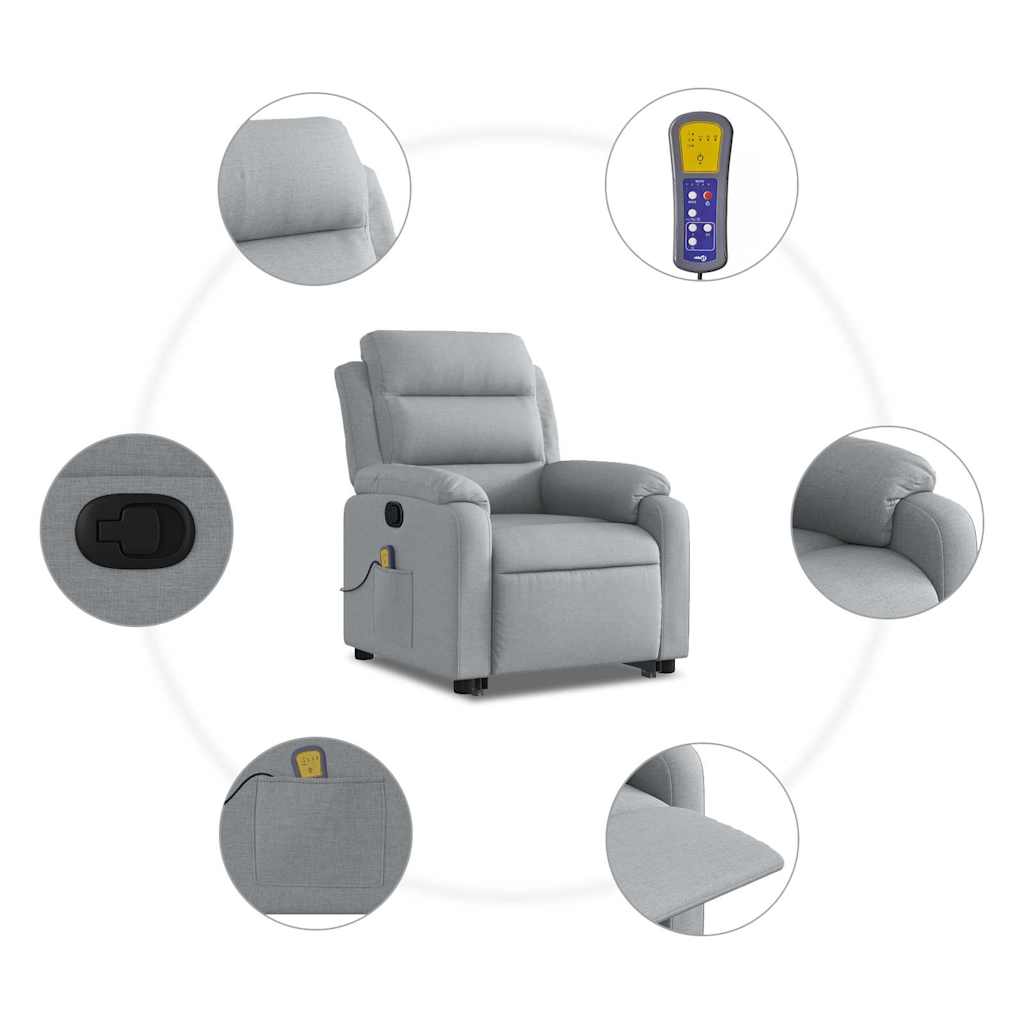 Fauteuil de massage inclinable Gris clair Tissu - XIOS
