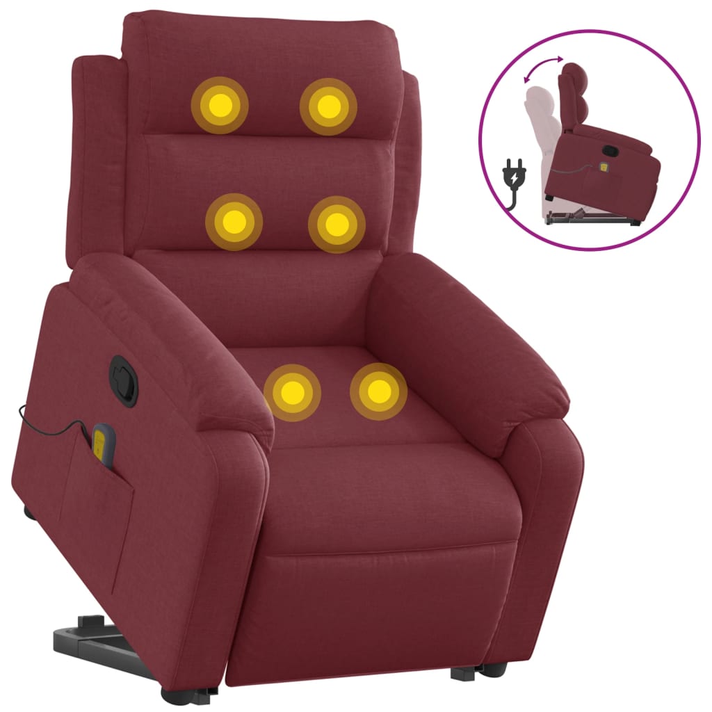 Fauteuil inclinable de massage Rouge bordeaux Tissu - XIOS