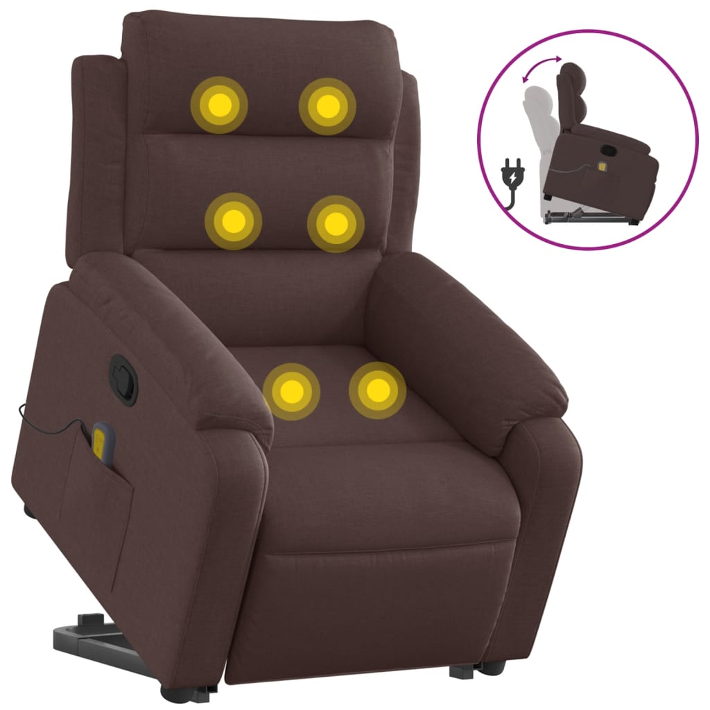 Fauteuil inclinable de massage Marron foncé Tissu - XIOS