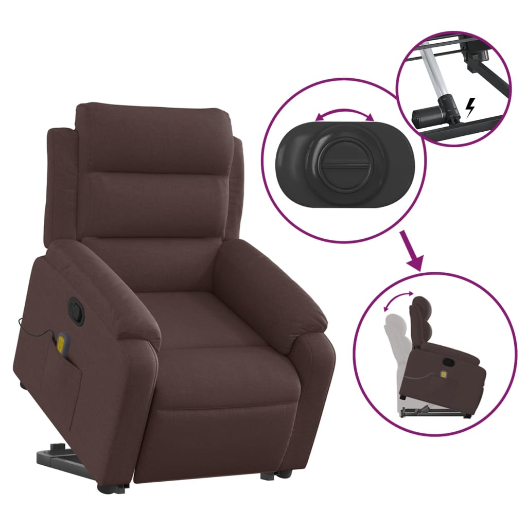 Fauteuil inclinable de massage Marron foncé Tissu