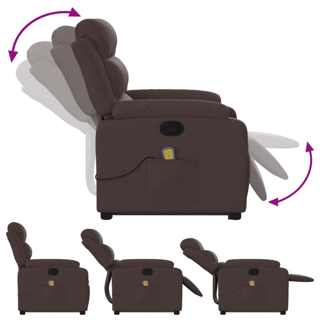 Fauteuil inclinable de massage Marron foncé Tissu