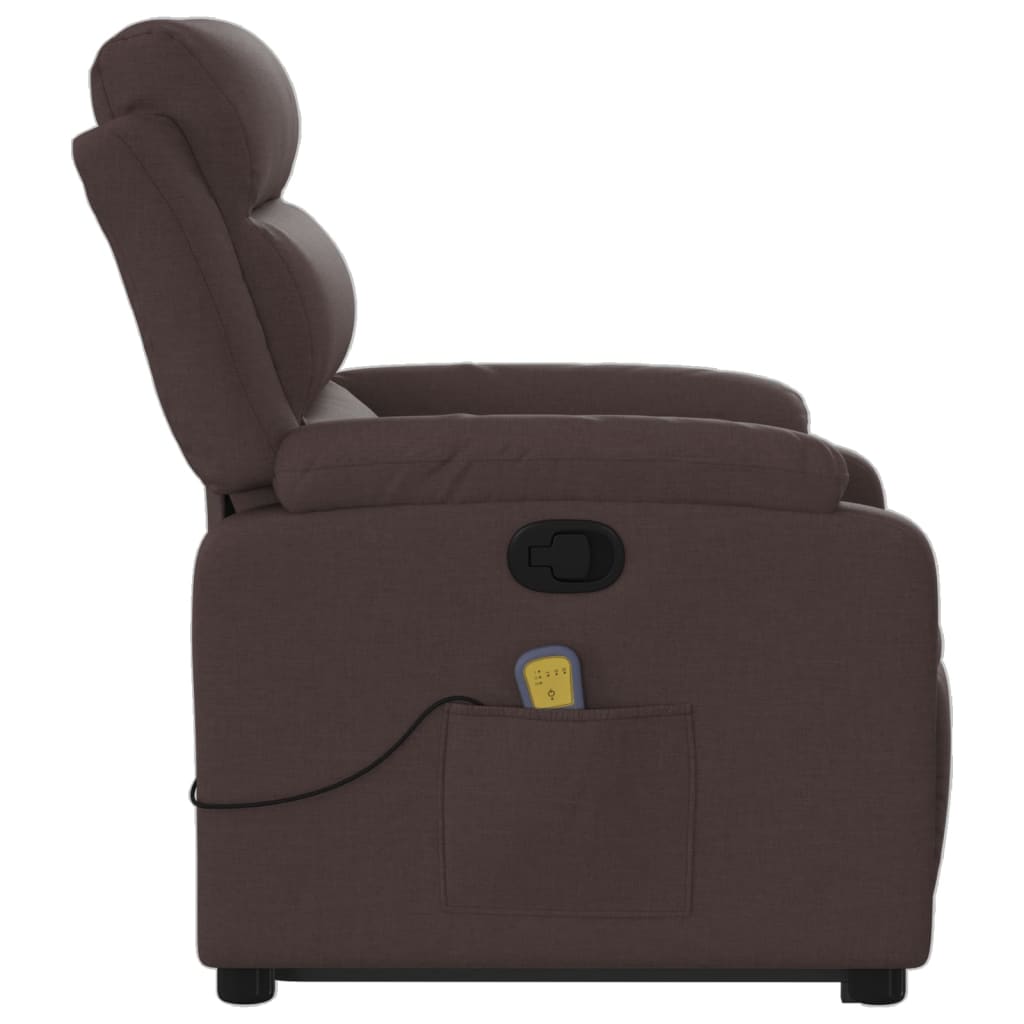 Fauteuil inclinable de massage Marron foncé Tissu