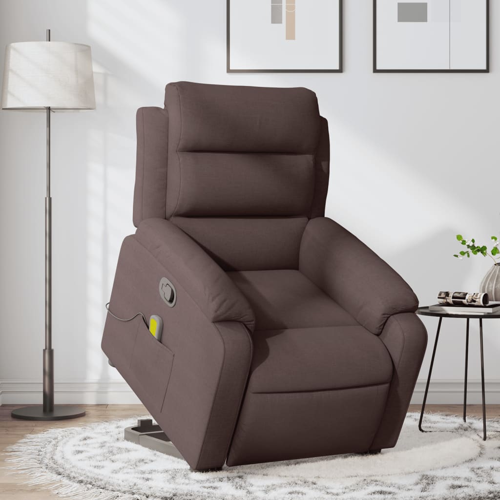 Fauteuil inclinable de massage Marron foncé Tissu