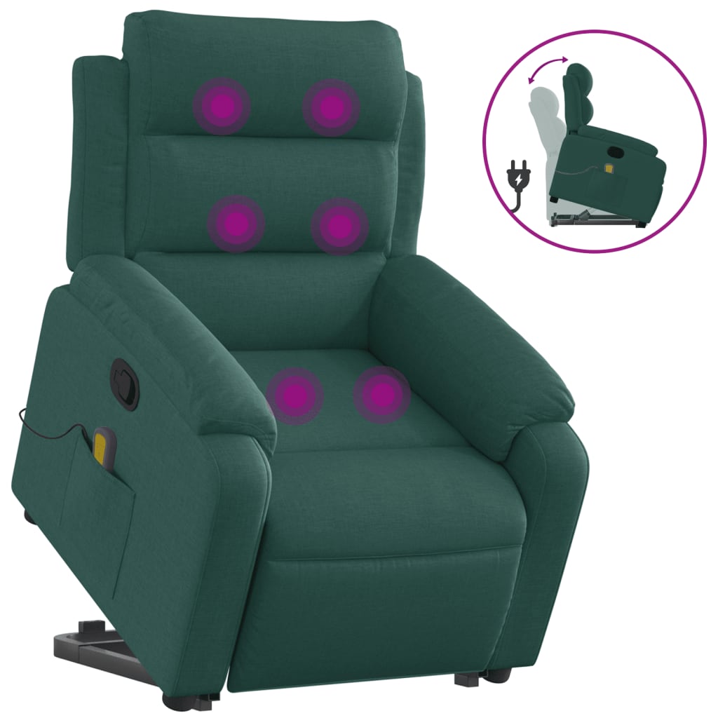 Fauteuil inclinable de massage Vert foncé Tissu - XIOS