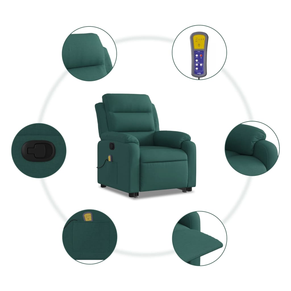 Fauteuil inclinable de massage Vert foncé Tissu - XIOS
