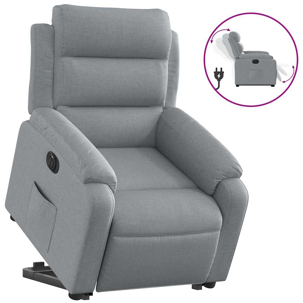 Fauteuil inclinable électrique gris clair tissu - XIOS