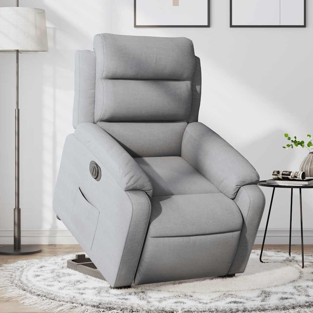 Fauteuil inclinable électrique gris clair tissu - XIOS