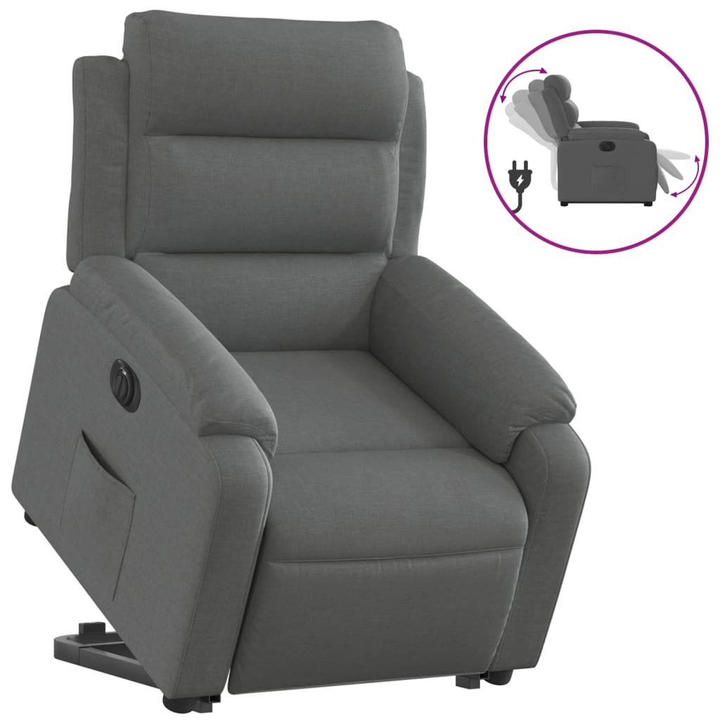 Fauteuil inclinable électrique gris foncé tissu - XIOS