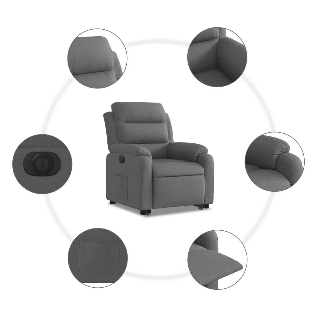 Fauteuil inclinable électrique gris foncé tissu - XIOS