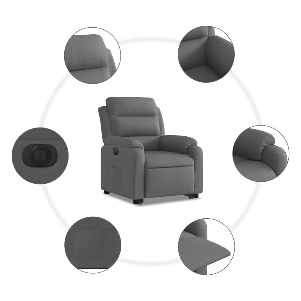 Fauteuil inclinable électrique gris foncé tissu - XIOS