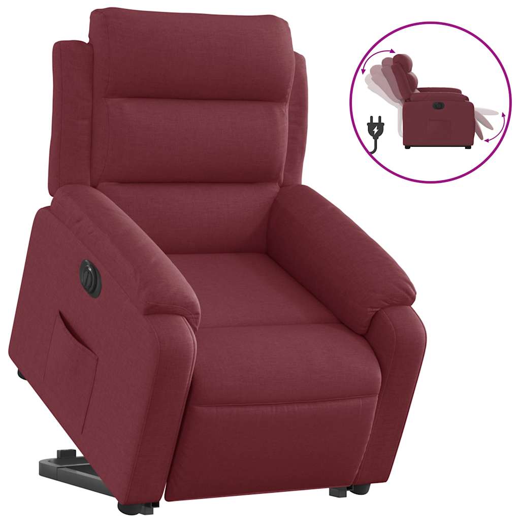 Fauteuil inclinable électrique rouge bordeaux tissu - XIOS