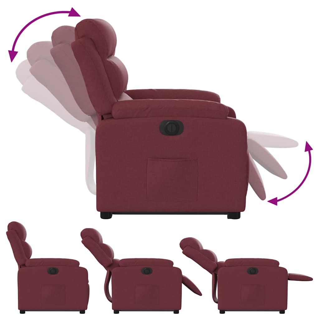 Fauteuil inclinable électrique rouge bordeaux tissu
