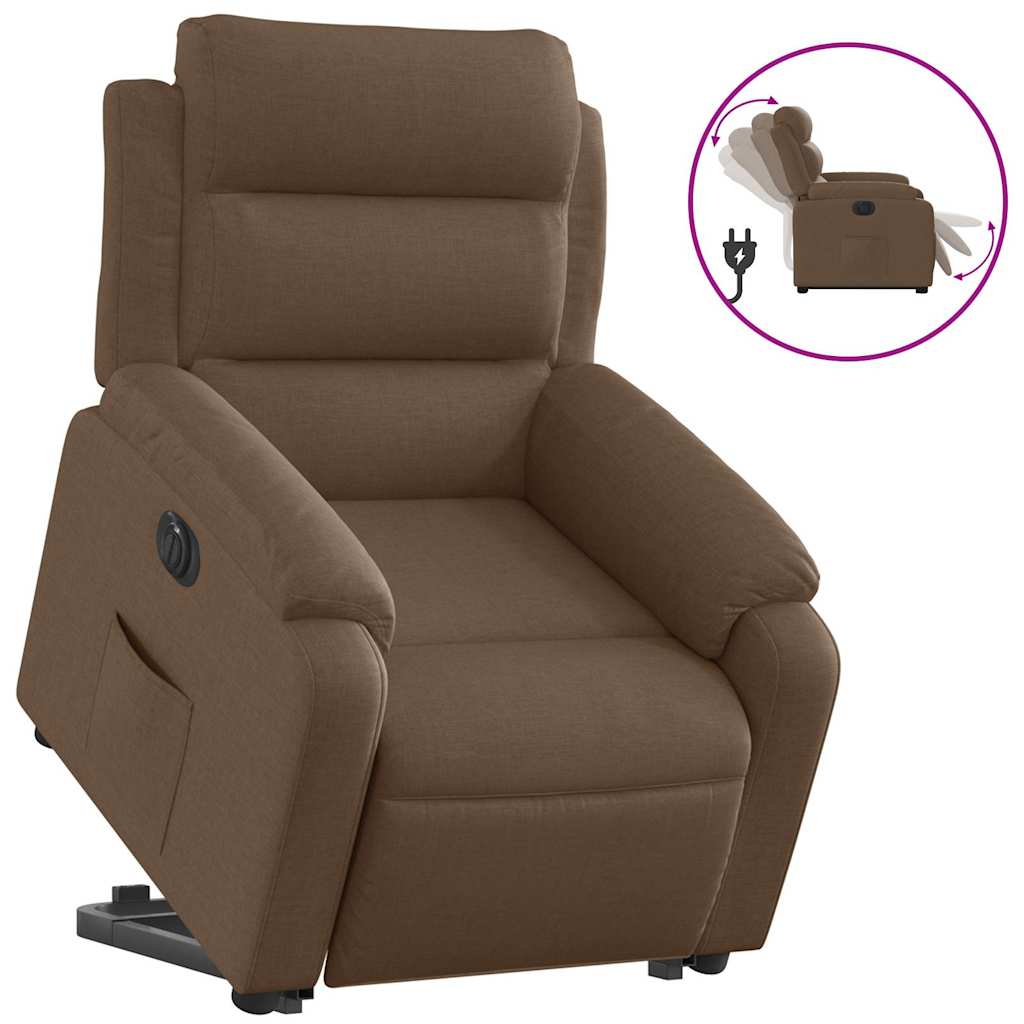 Fauteuil inclinable électrique marron tissu - XIOS