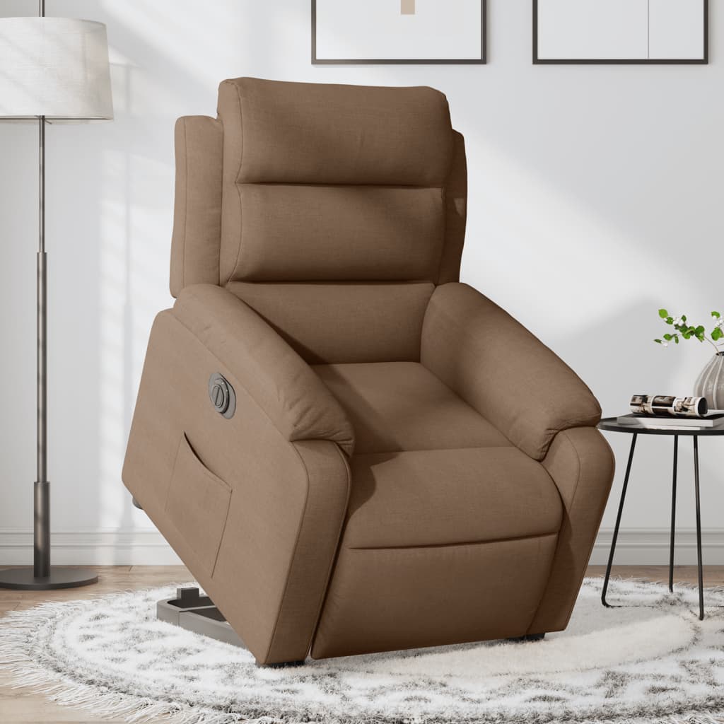 Fauteuil inclinable électrique marron tissu - XIOS