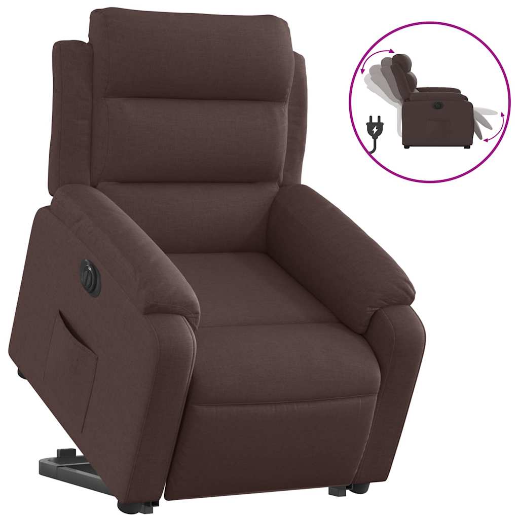 Fauteuil inclinable électrique marron foncé tissu - XIOS