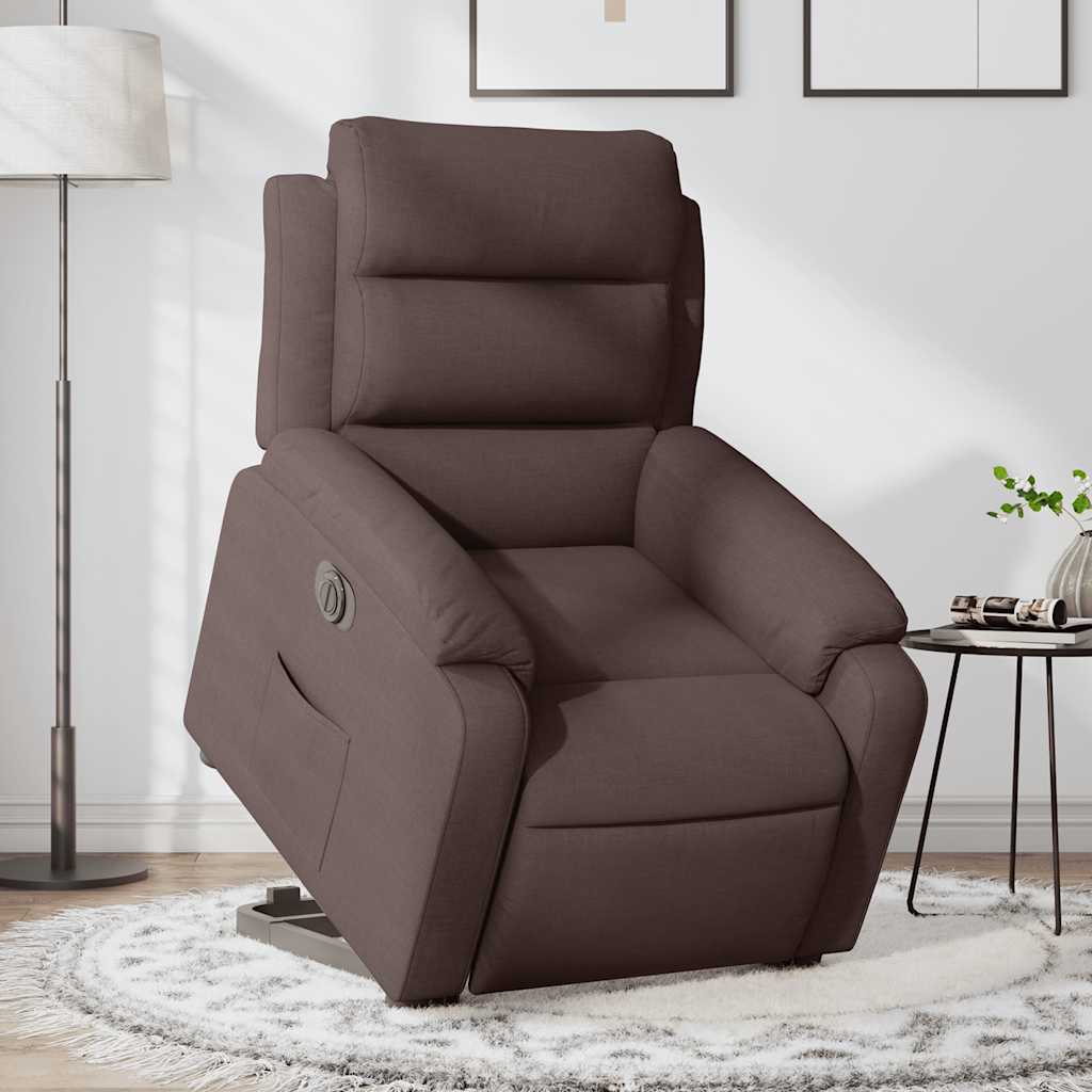 Fauteuil inclinable électrique marron foncé tissu - XIOS