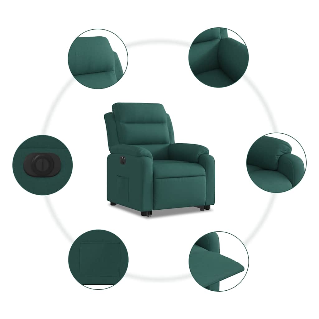 Fauteuil inclinable électrique vert foncé tissu - XIOS