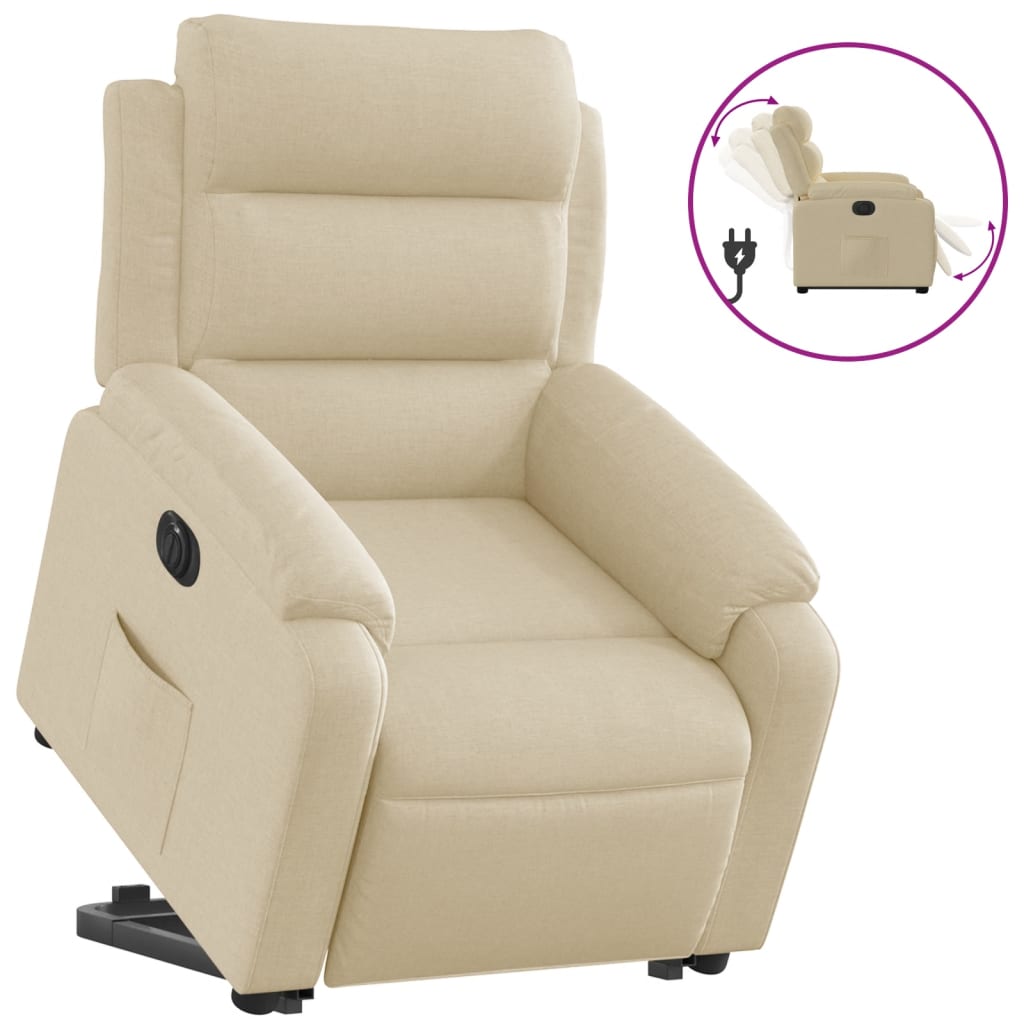 Fauteuil inclinable électrique crème tissu - XIOS