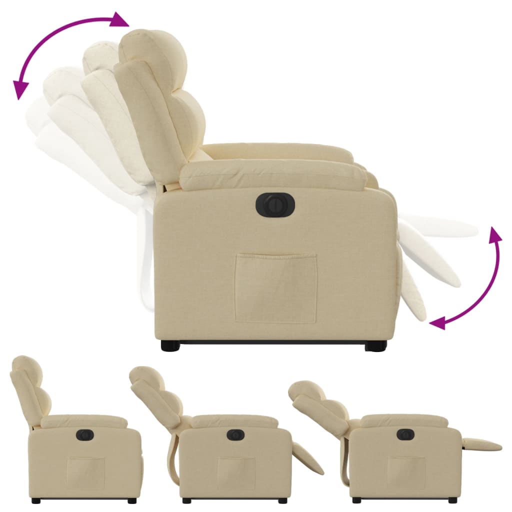 Fauteuil inclinable électrique crème tissu - XIOS