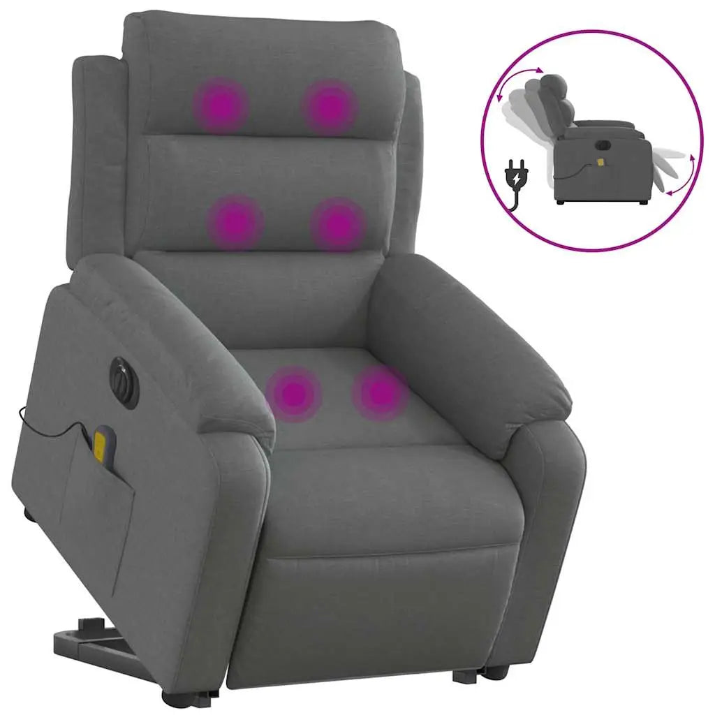 Fauteuil inclinable de massage électrique Gris foncé Tissu - XIOS