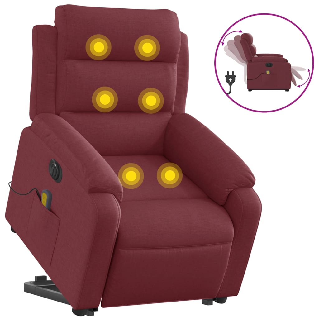 Fauteuil inclinable de massage électrique Rouge bordeaux Tissu - XIOS