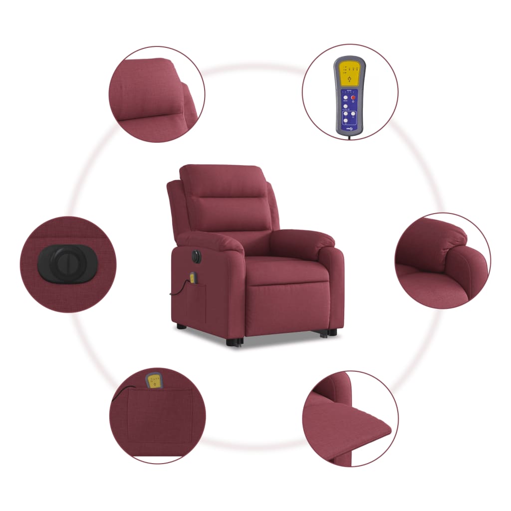 Fauteuil inclinable de massage électrique Rouge bordeaux Tissu - XIOS