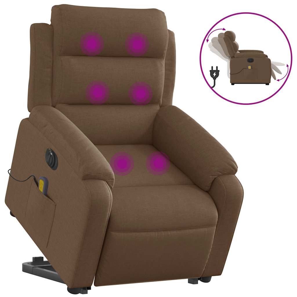 Fauteuil inclinable de massage électrique Marron Tissu - XIOS