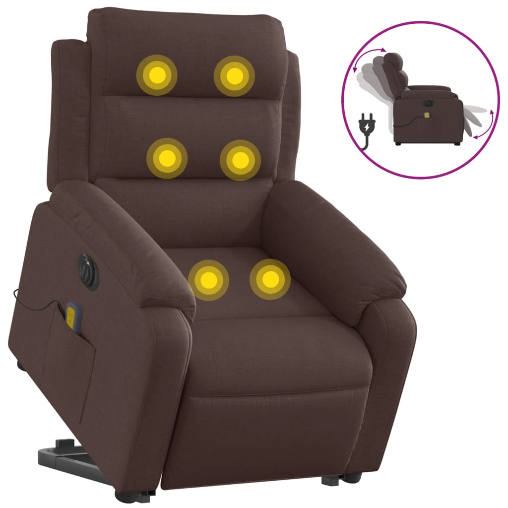 Fauteuil inclinable de massage électrique Marron foncé Tissu - XIOS