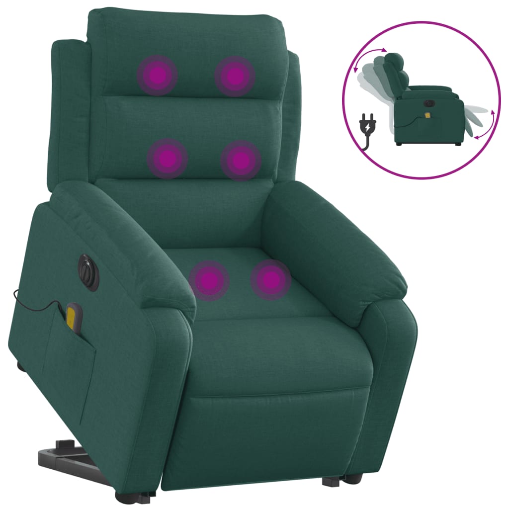 Fauteuil inclinable de massage électrique Vert foncé Tissu - XIOS