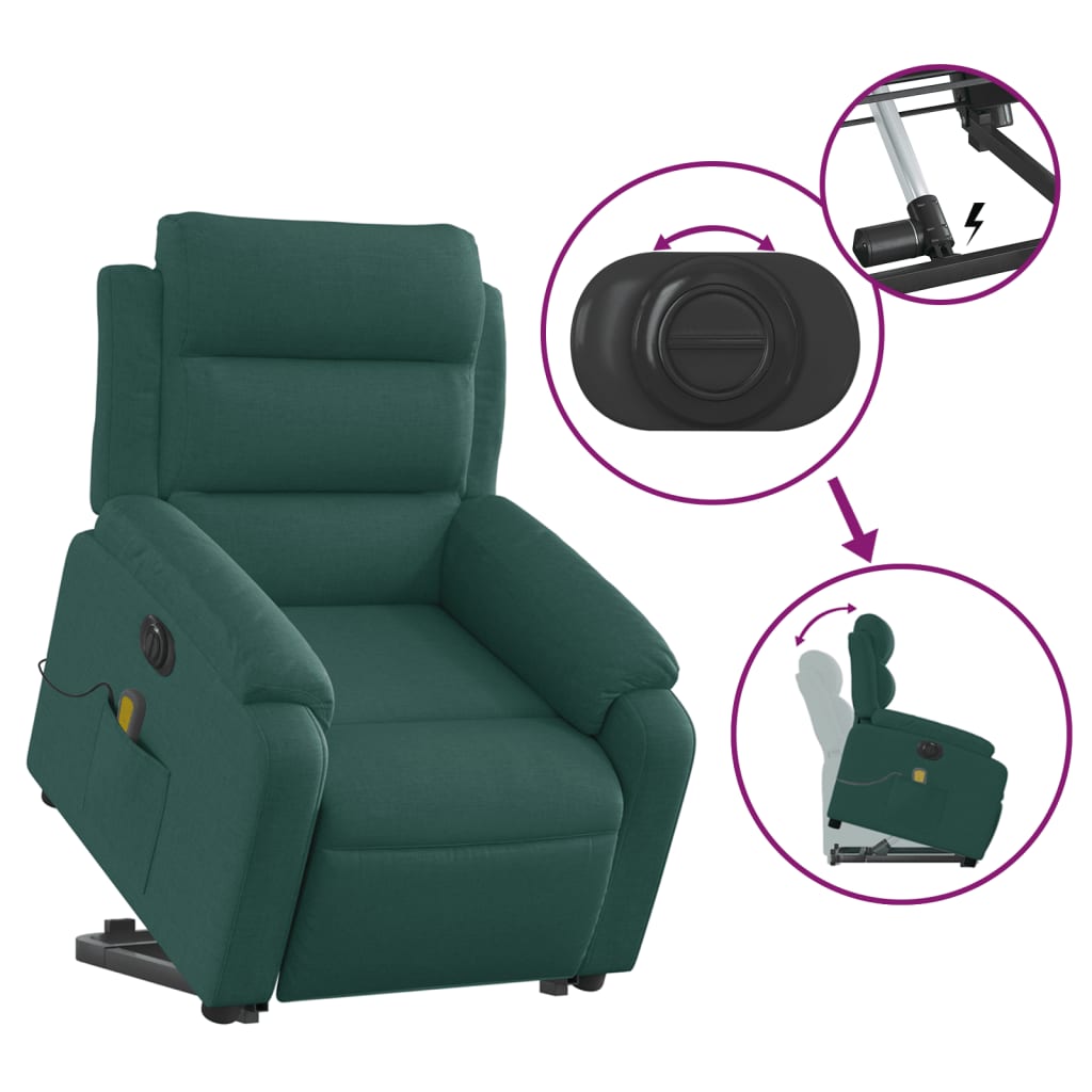 Fauteuil inclinable de massage électrique Vert foncé Tissu - XIOS