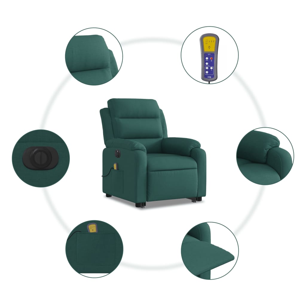 Fauteuil inclinable de massage électrique Vert foncé Tissu - XIOS