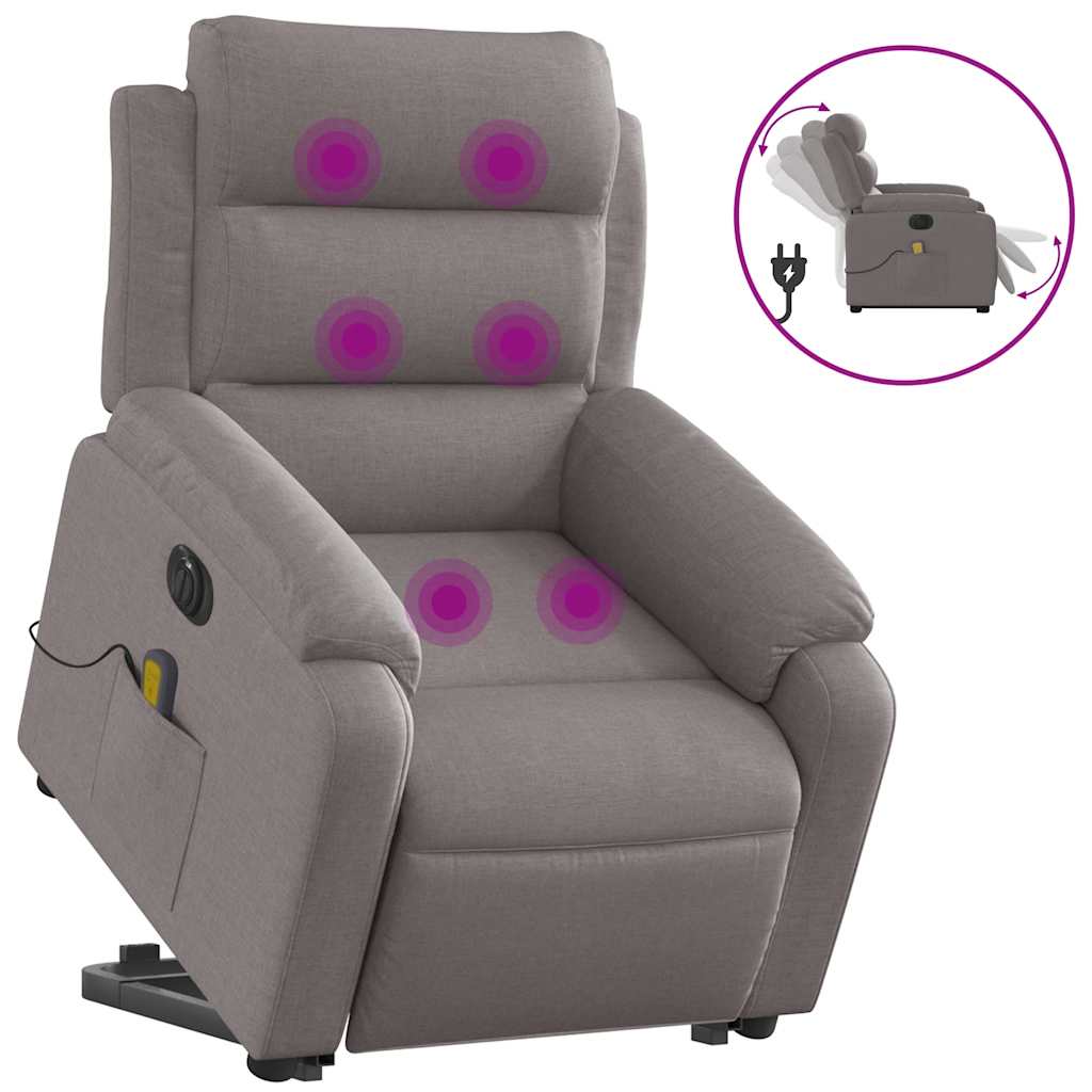 Fauteuil inclinable de massage électrique Taupe Tissu - XIOS