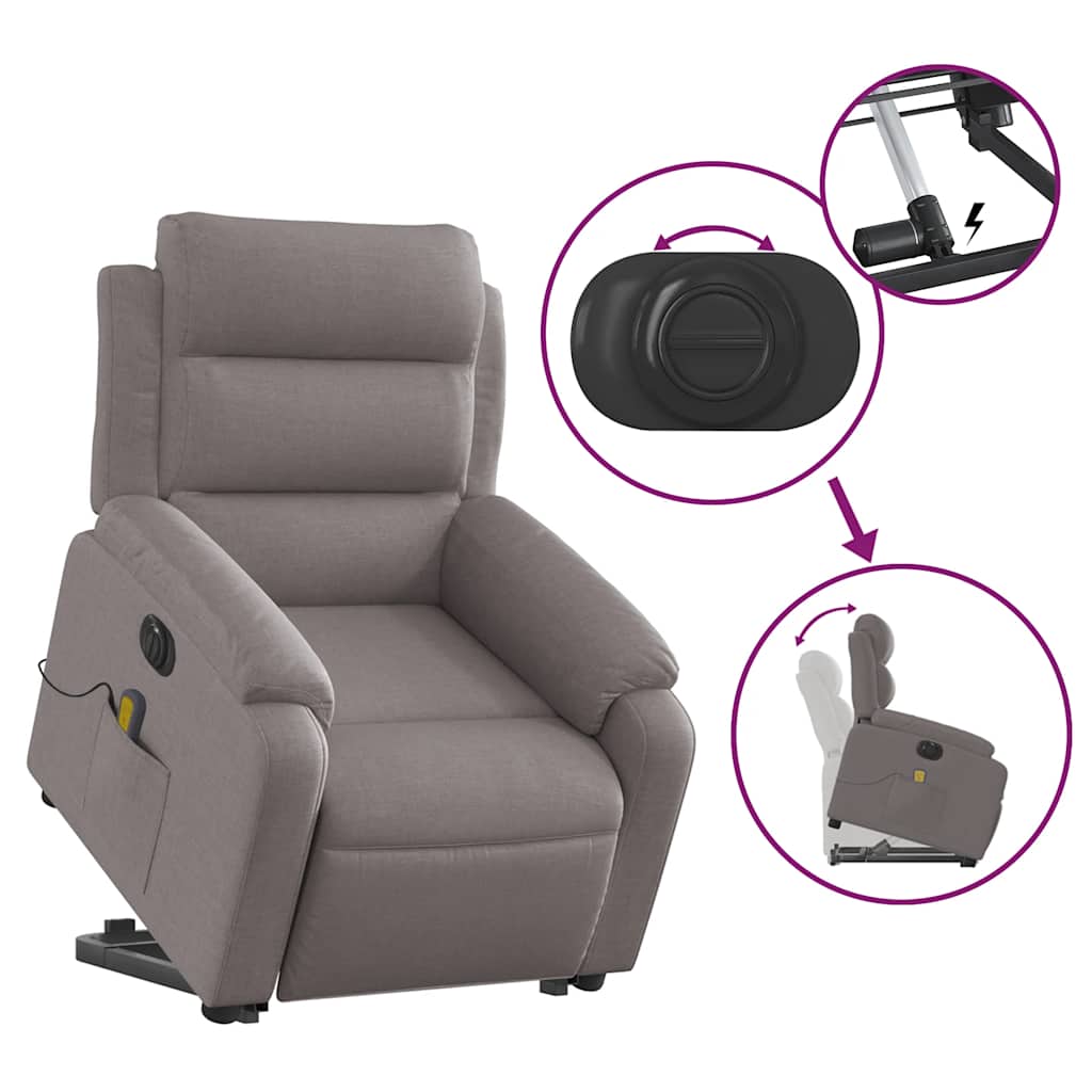 Fauteuil inclinable de massage électrique Taupe Tissu - XIOS