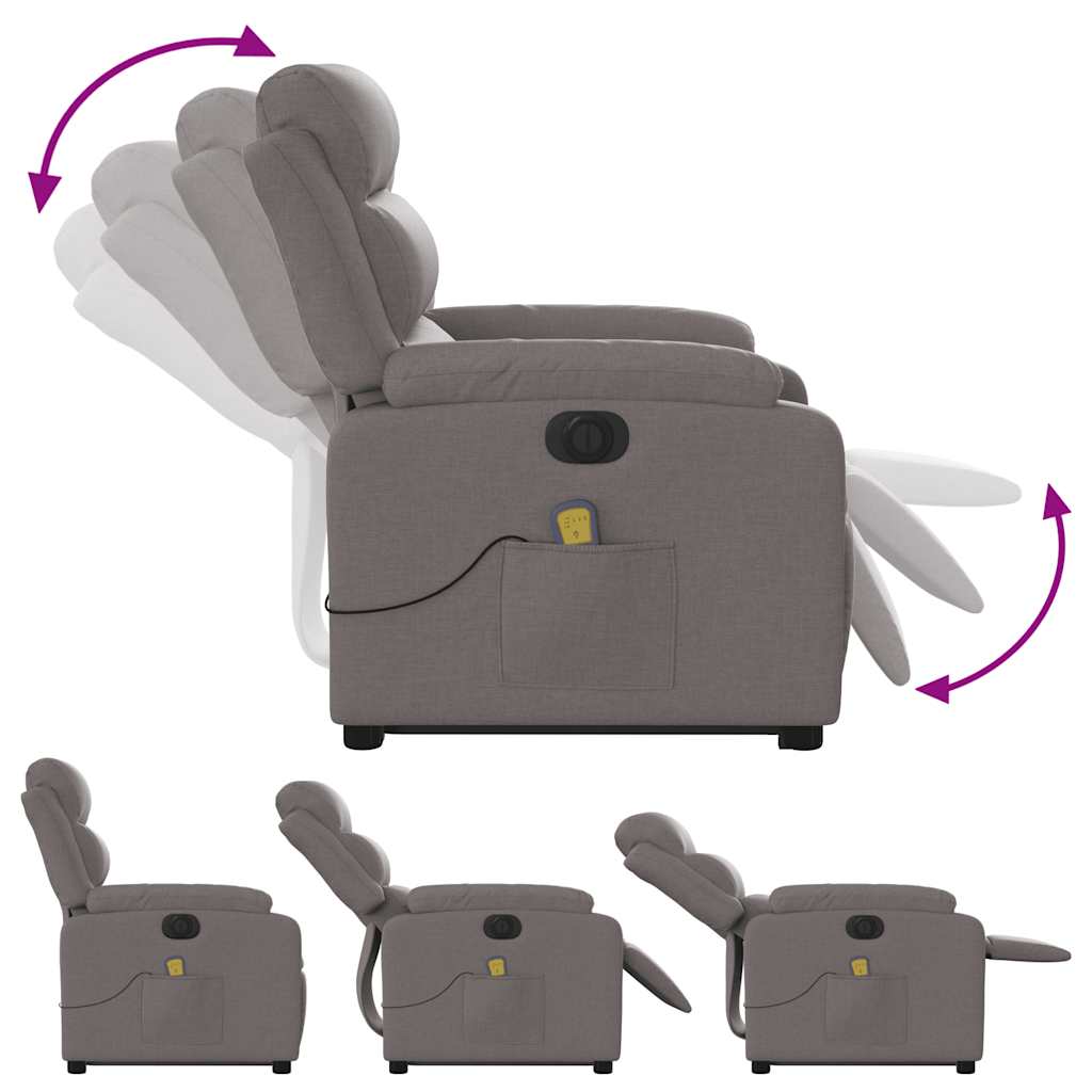 Fauteuil inclinable de massage électrique Taupe Tissu - XIOS