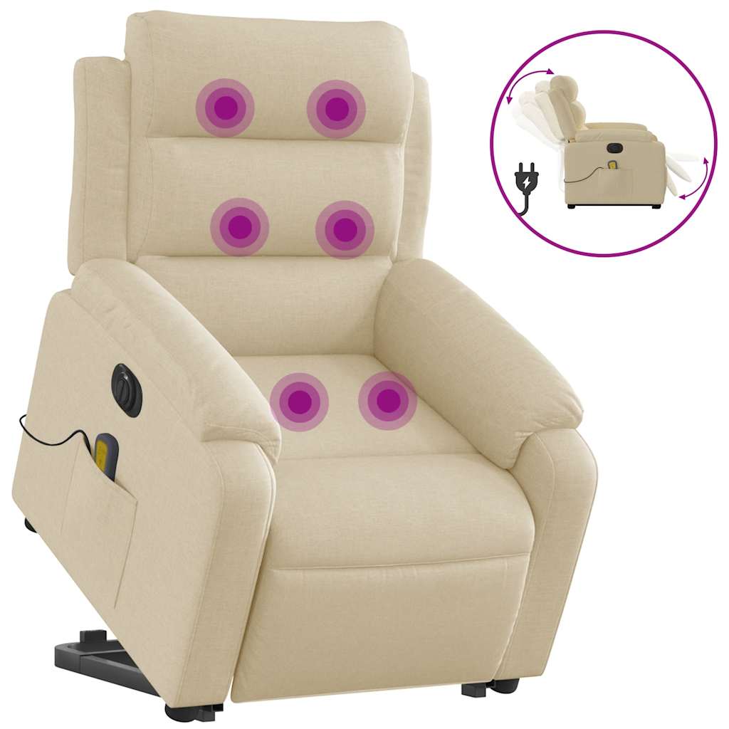 Fauteuil inclinable de massage électrique Crème Tissu - XIOS
