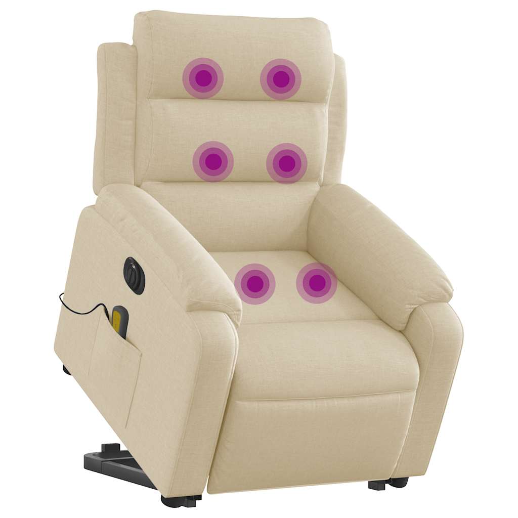 Fauteuil inclinable de massage électrique Crème Tissu - XIOS