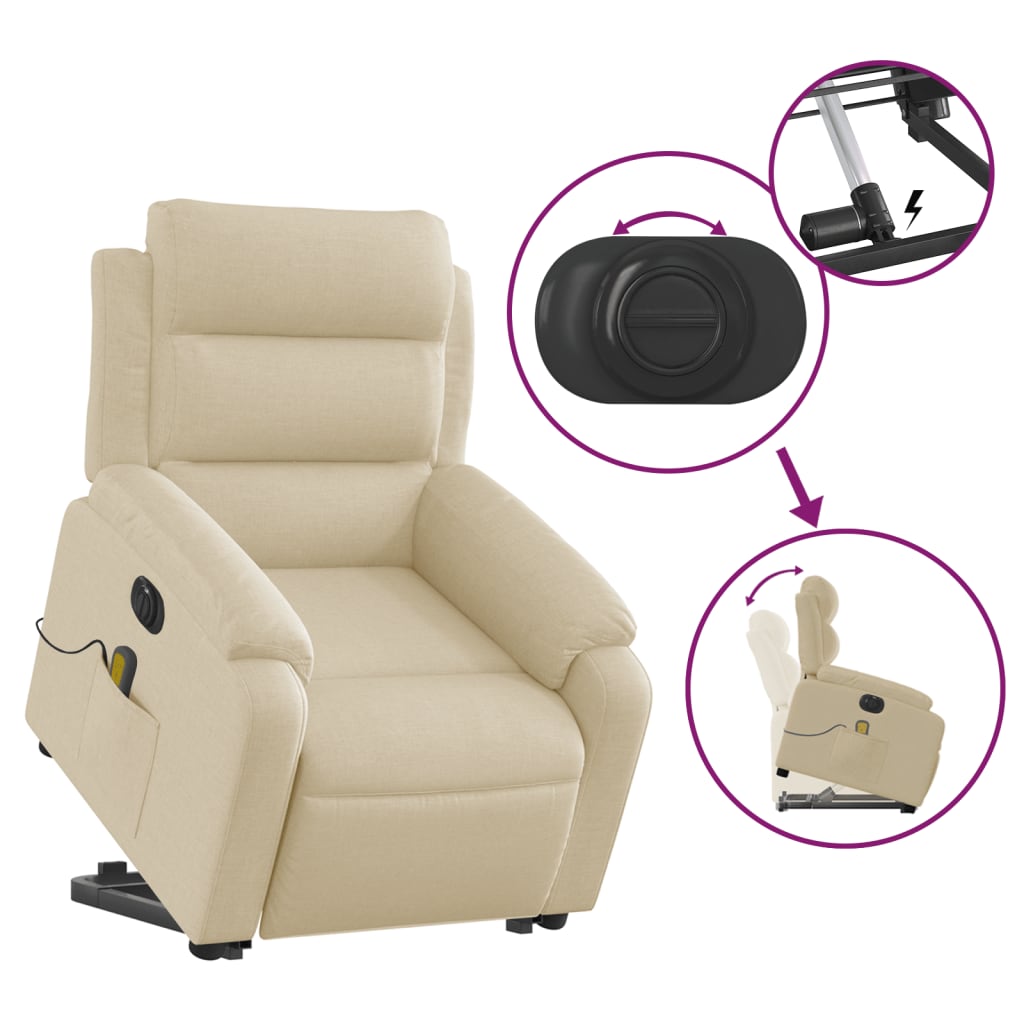 Fauteuil inclinable de massage électrique Crème Tissu - XIOS