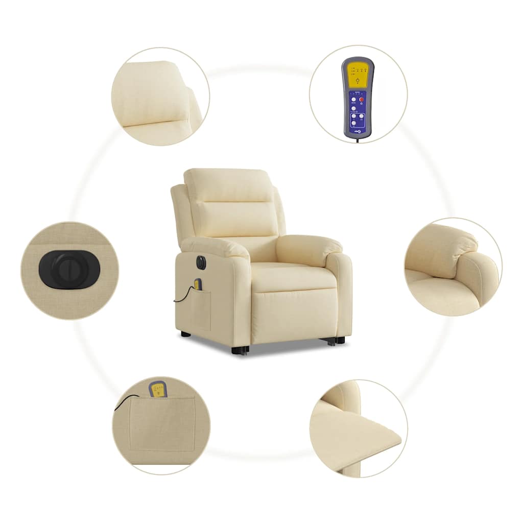 Fauteuil inclinable de massage électrique Crème Tissu - XIOS