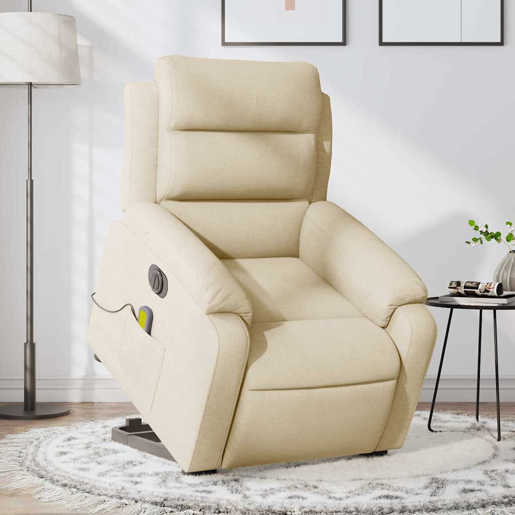 Fauteuil inclinable de massage électrique Crème Tissu - XIOS