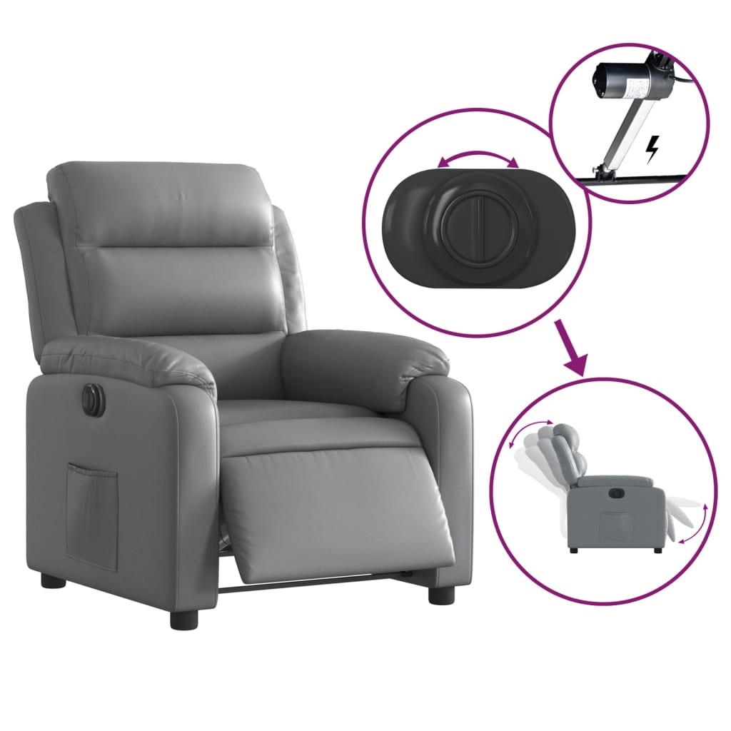 Fauteuil inclinable électrique Gris Similicuir - XIOS