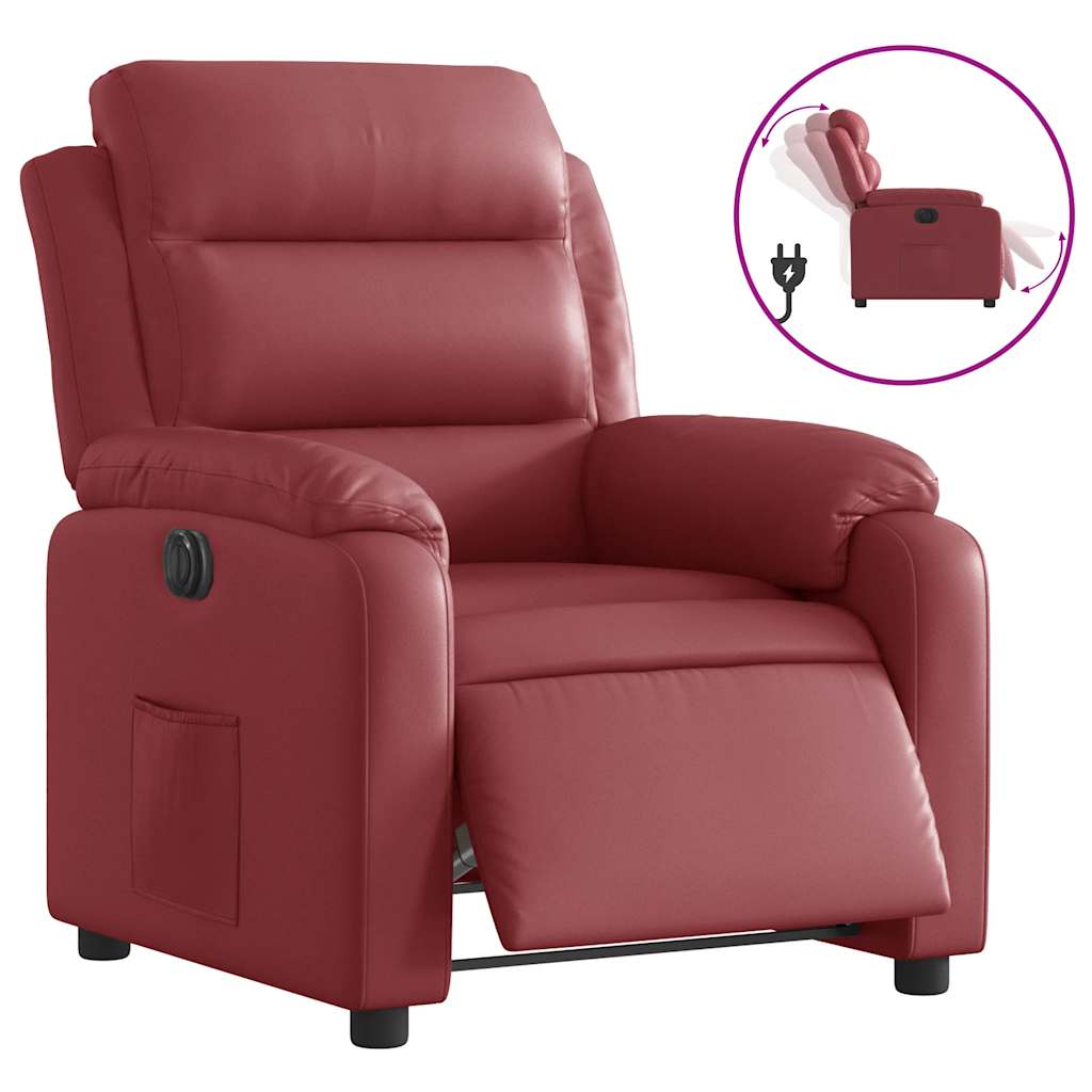 Fauteuil inclinable électrique Rouge bordeaux Similicuir - XIOS