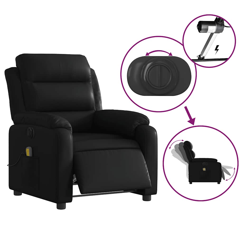 Fauteuil de massage inclinable électrique noir similicuir - XIOS
